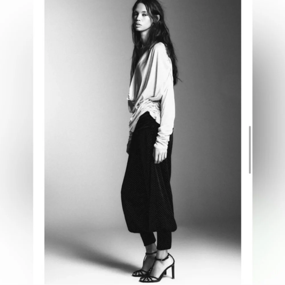 ZARA VELVET BALLOON PANTS Black SIZE XS